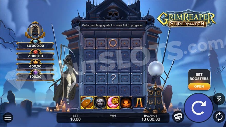 A casino slot grid on a graveyard.