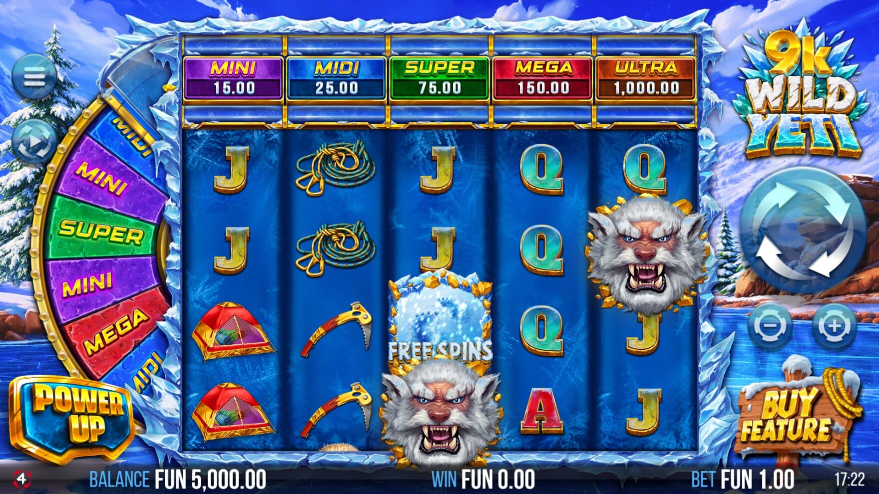 The game looks very identical to its Dream Drop variant, with the same Yetis crowding the reels