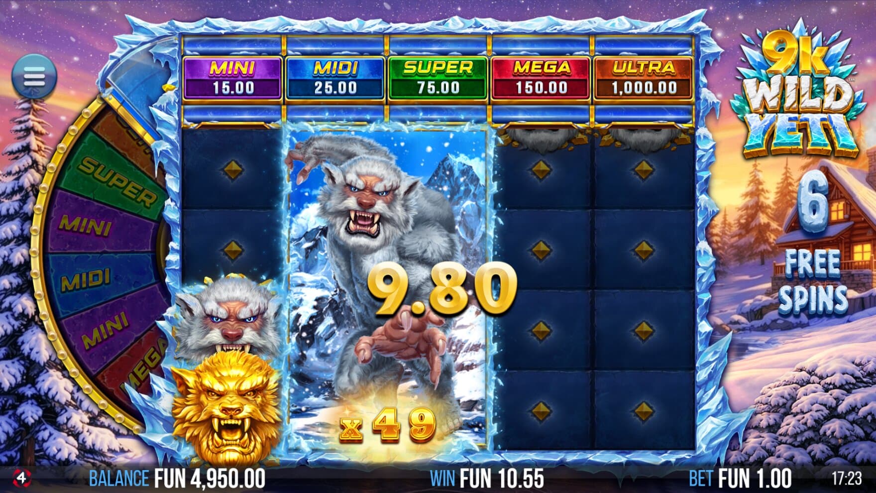 Only Yetis and Scatters can appear during the bonus game