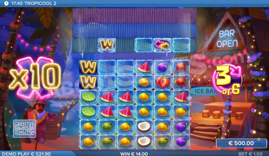 Super Bonus game with a 10X win multiplier.