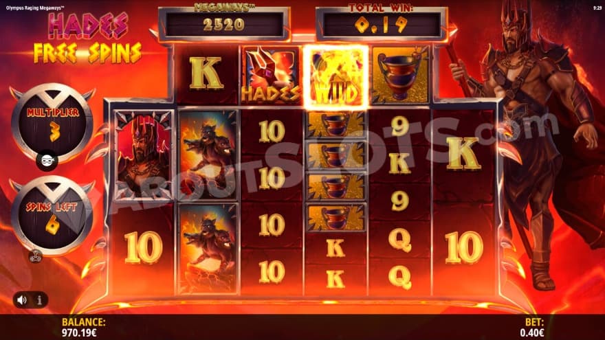 Hades free spins with Hades in the background.
