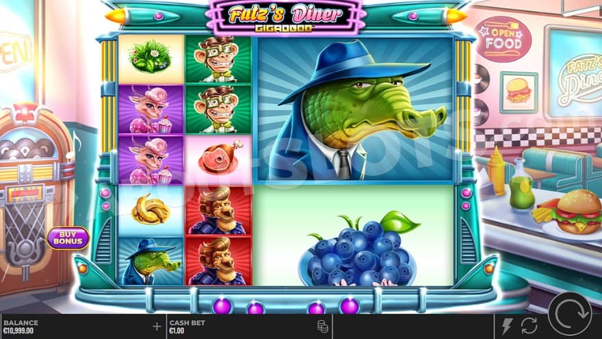 A casino slot in an American diner.