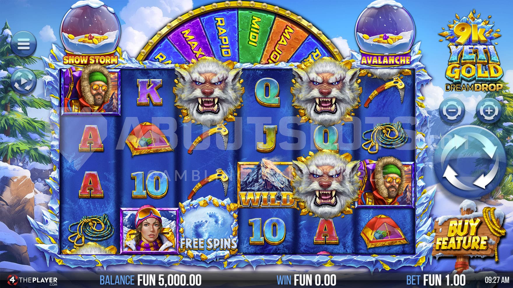 Base Game view of a 6x4 grid on a backdrop of snowy mountains.