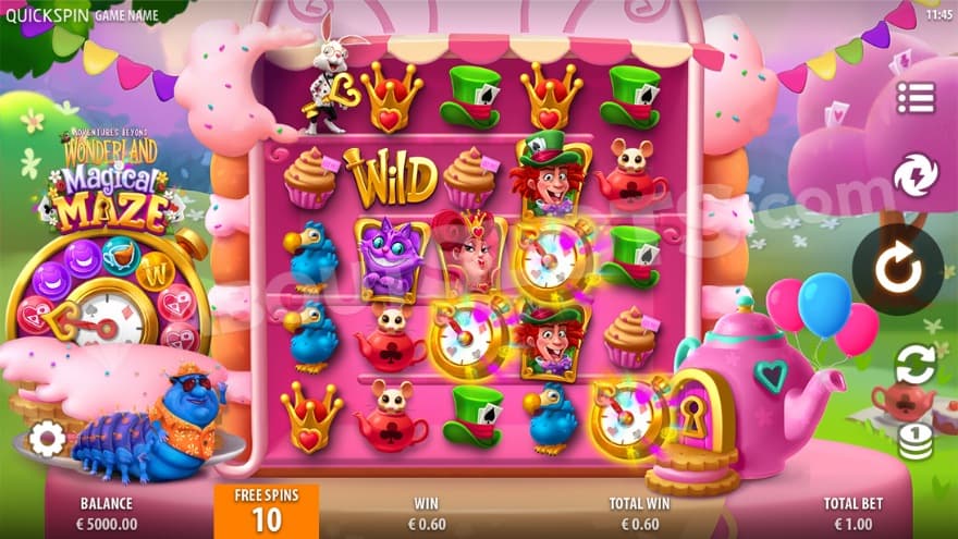 An image of one of the Free Spins feature with a pink landscape