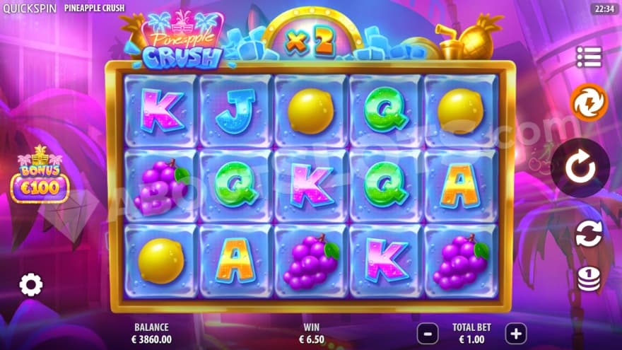 A screenshot of the base game view in Pineapple Crush