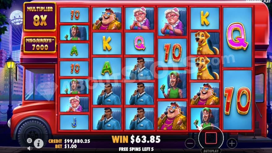 Free Spins bonus game with a 8X multiplier.