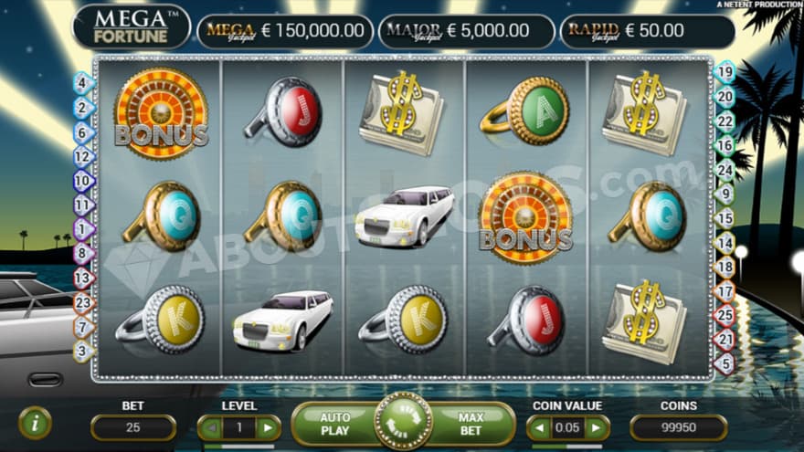 Base game where you can see a Yacht and palms in the background.