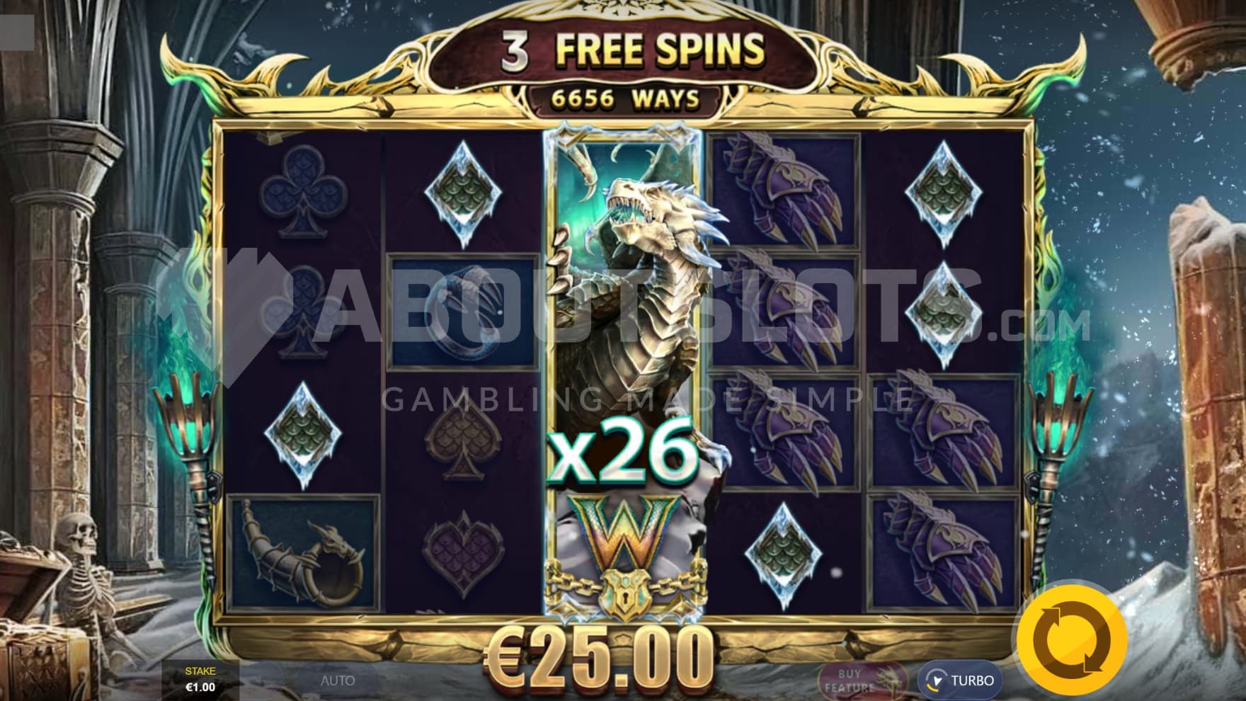 Symbol Multiplier of 25X on reel 3