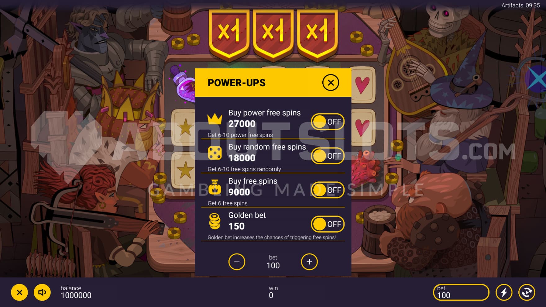 There are 3 Feature Buy options and a Ante Bet option that can help you trigger various bonuses