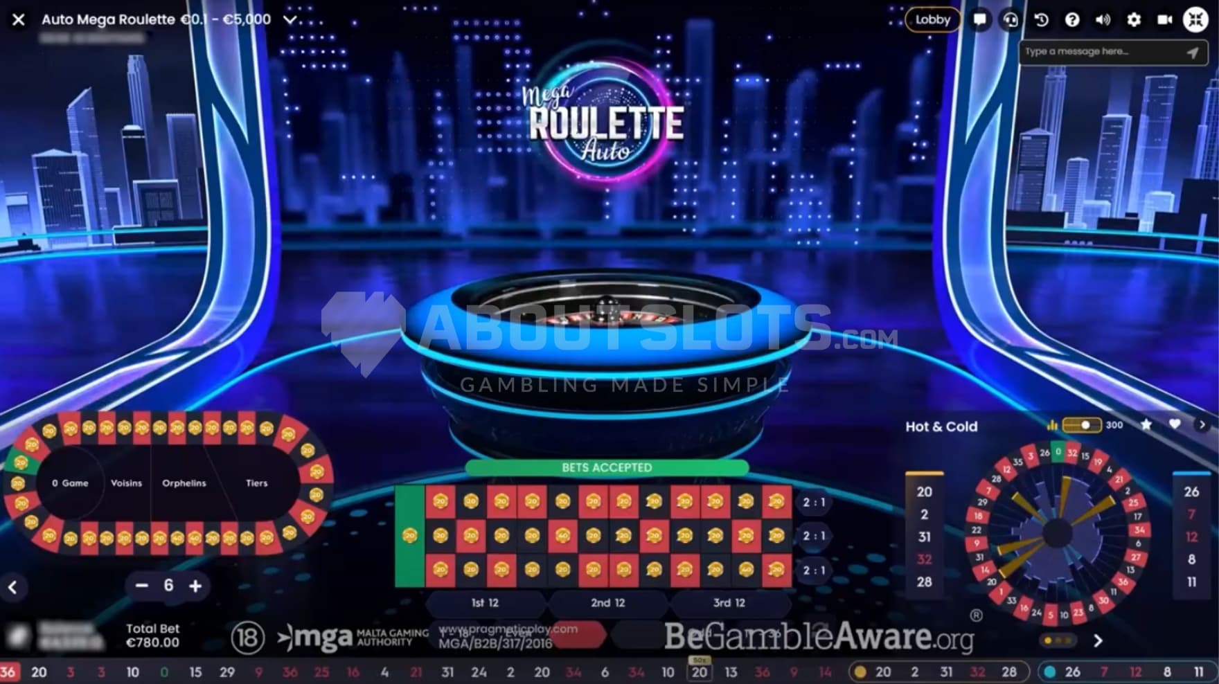 Roulette table in middle without dealer