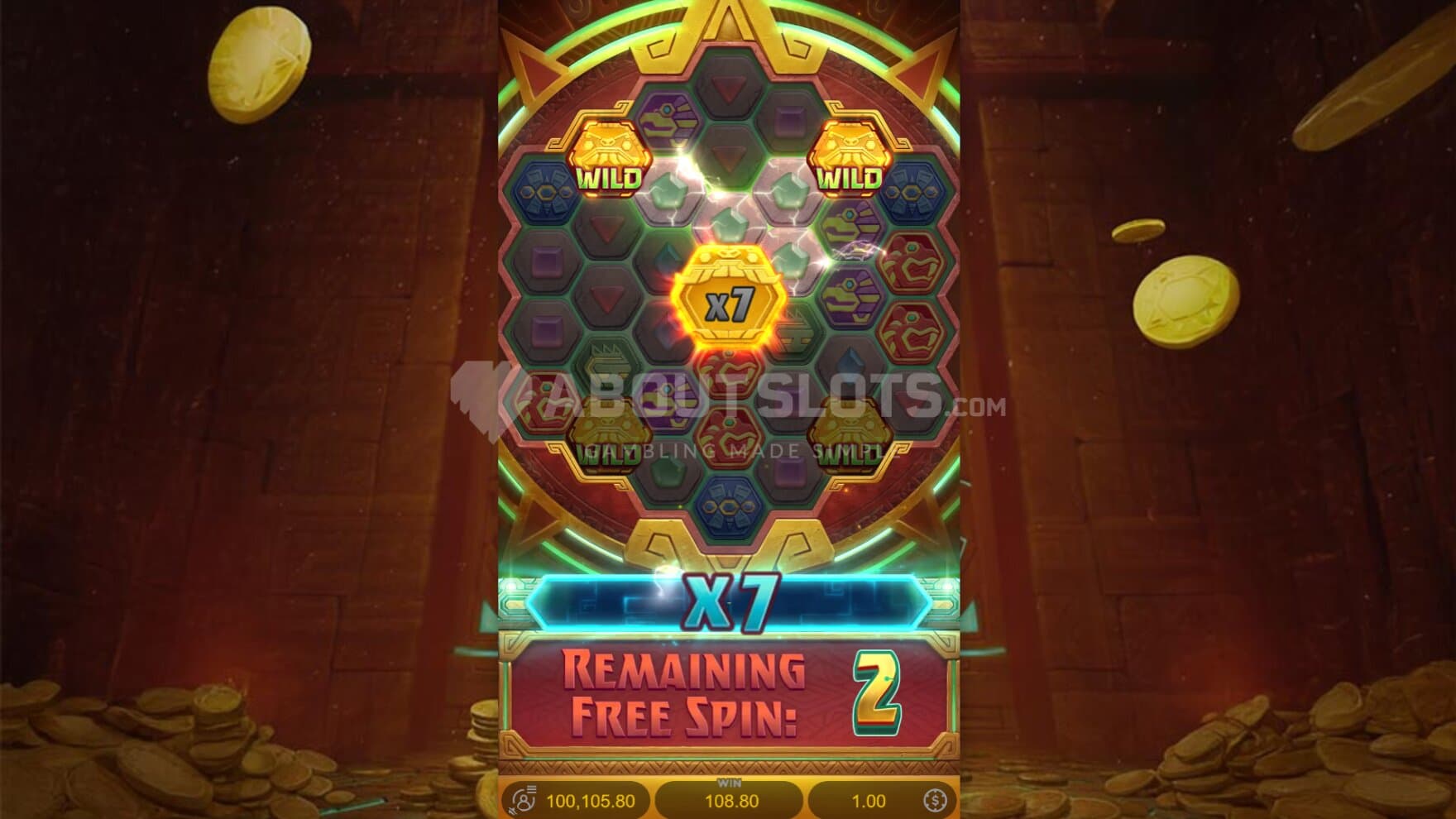 The bonus game comes with 5 guaranteed Wilds, one of which with a stacking Multiplier