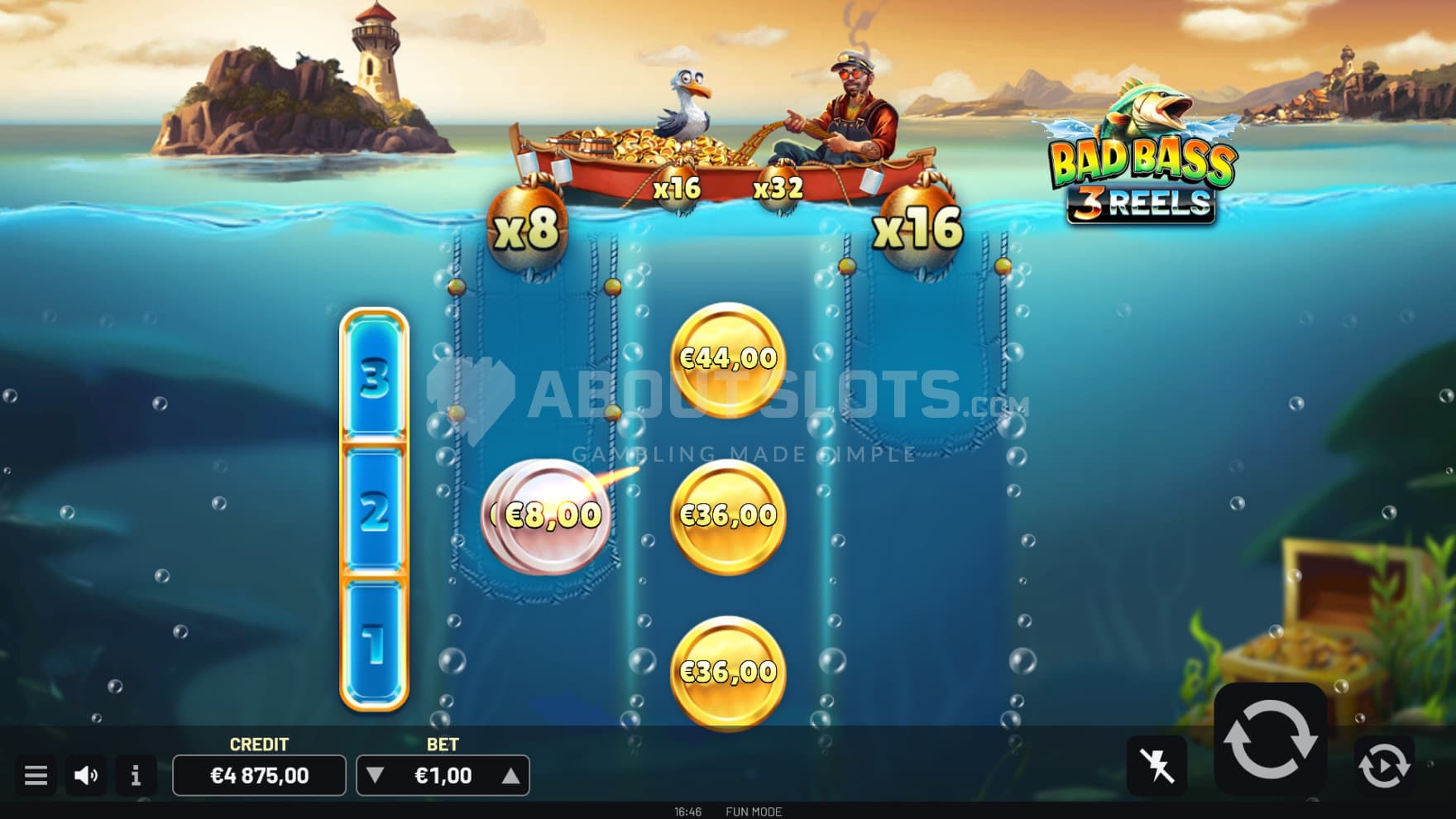 Collectors sticky onto the middle reel and the other reels have nets coming up and down, giving Multipliers to any symbol they touch