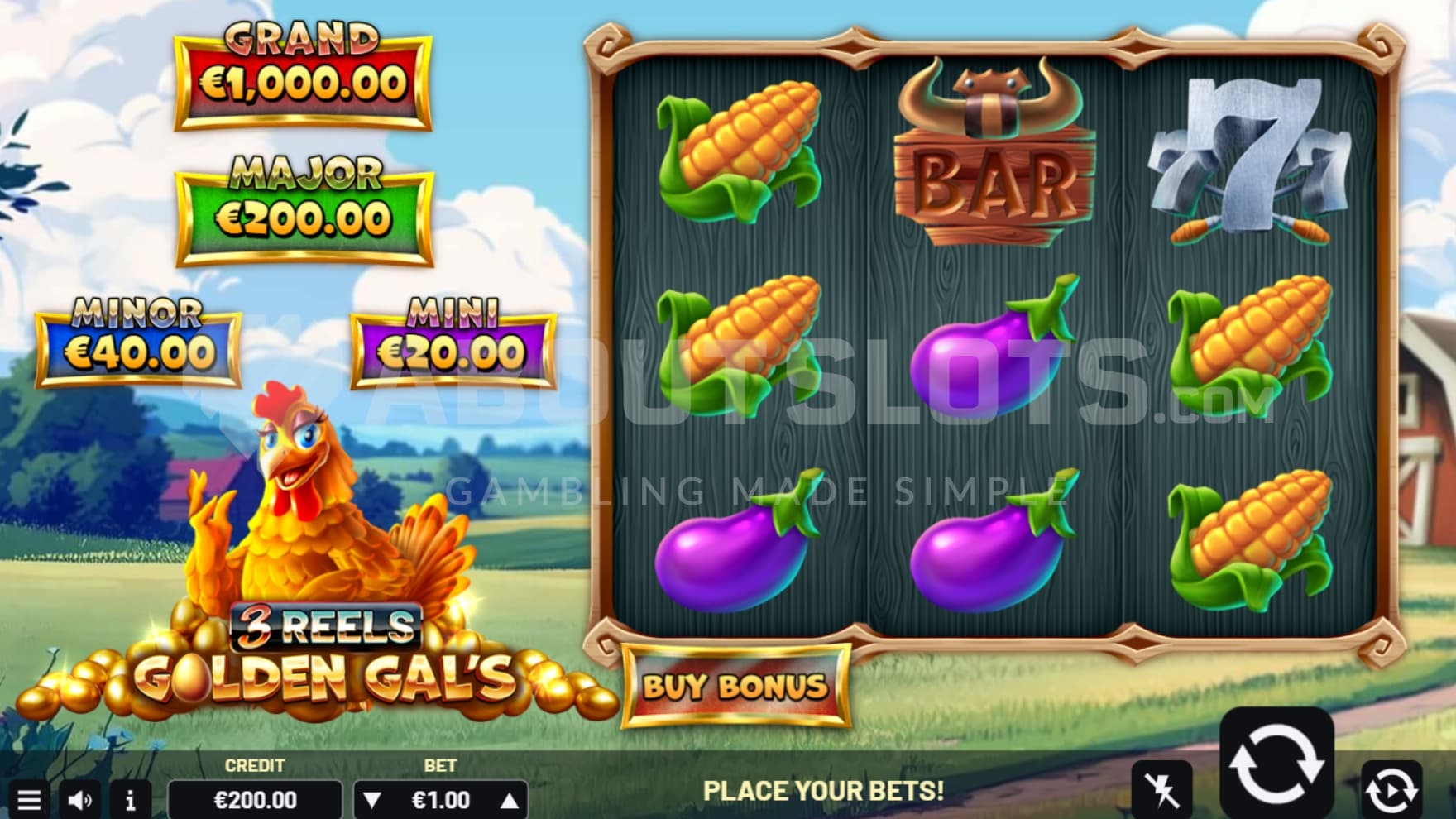 Goldie the hen on left side