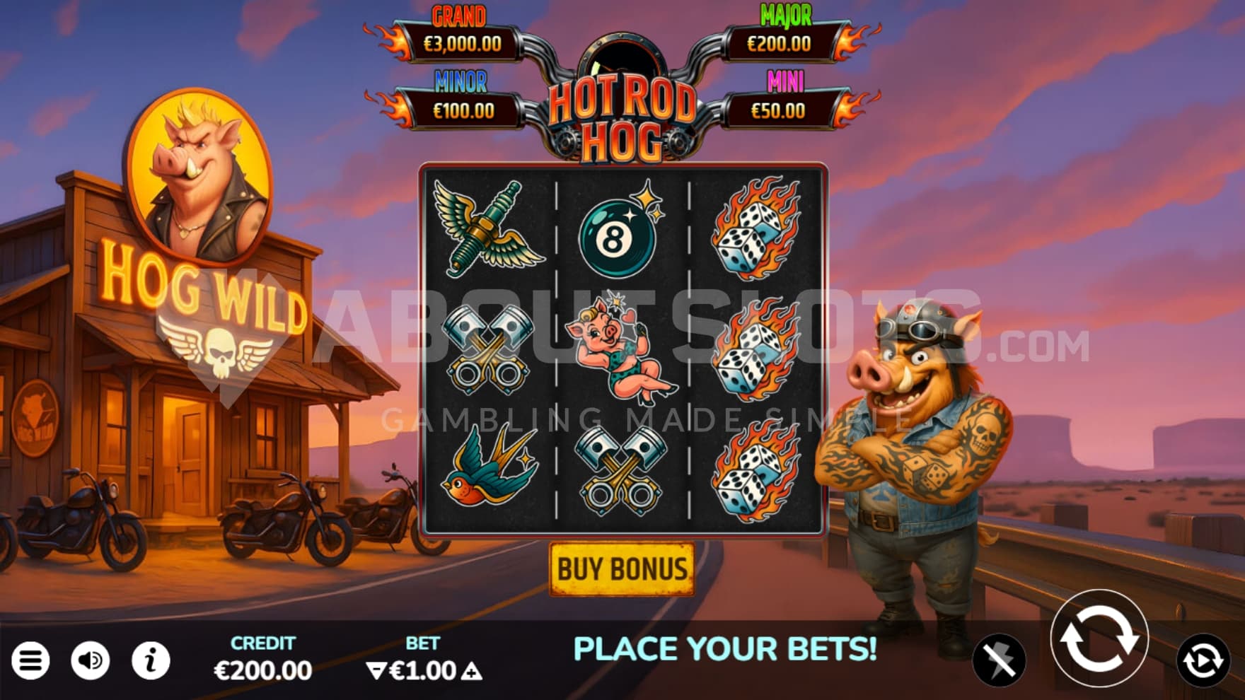 Biker pig on right side