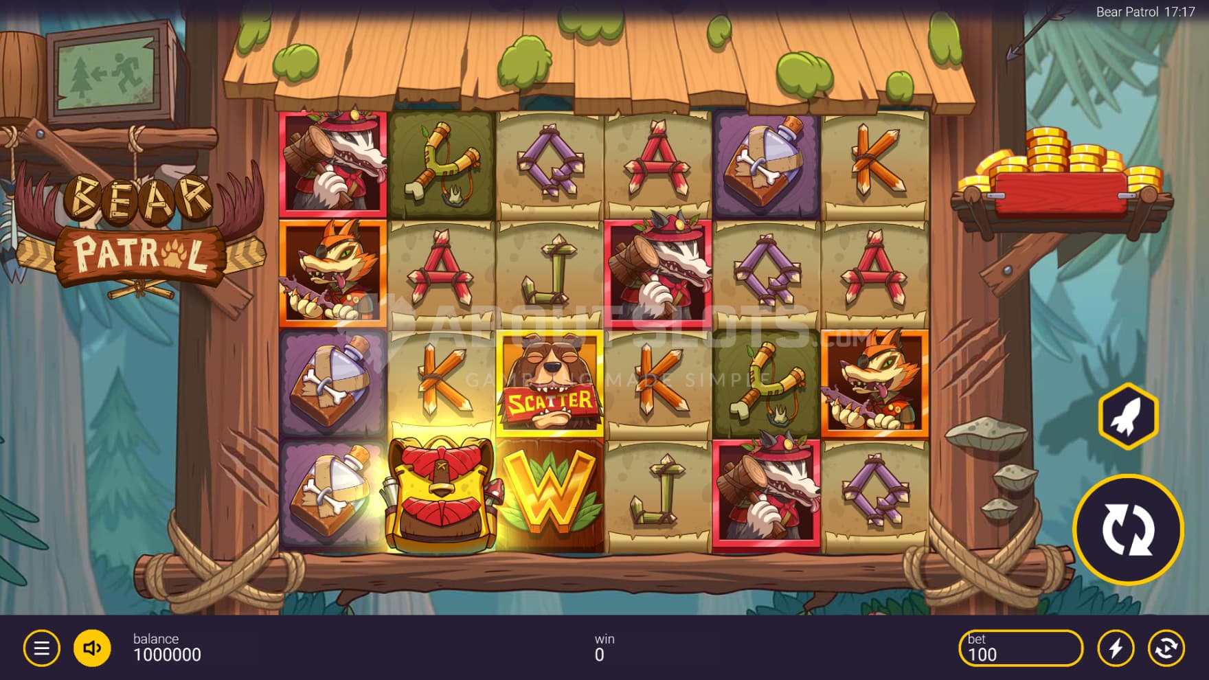 The game is set in a treehouse, filled with important scouting equipment