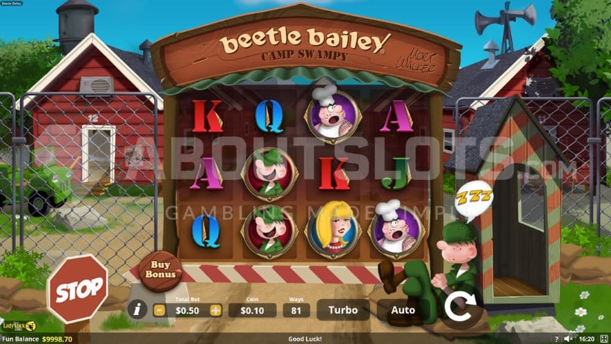 The playing grid acts as the guard gate towards the rest of the army base