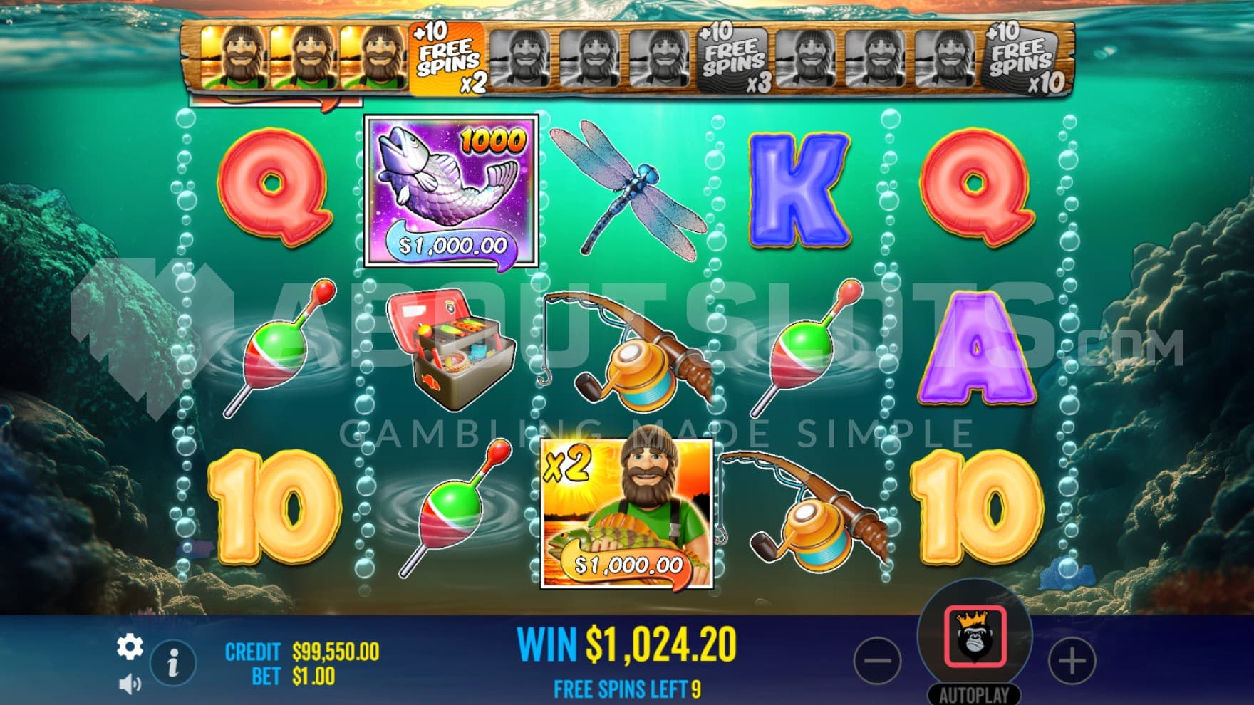 Money Symbol of 1000X on reel 2