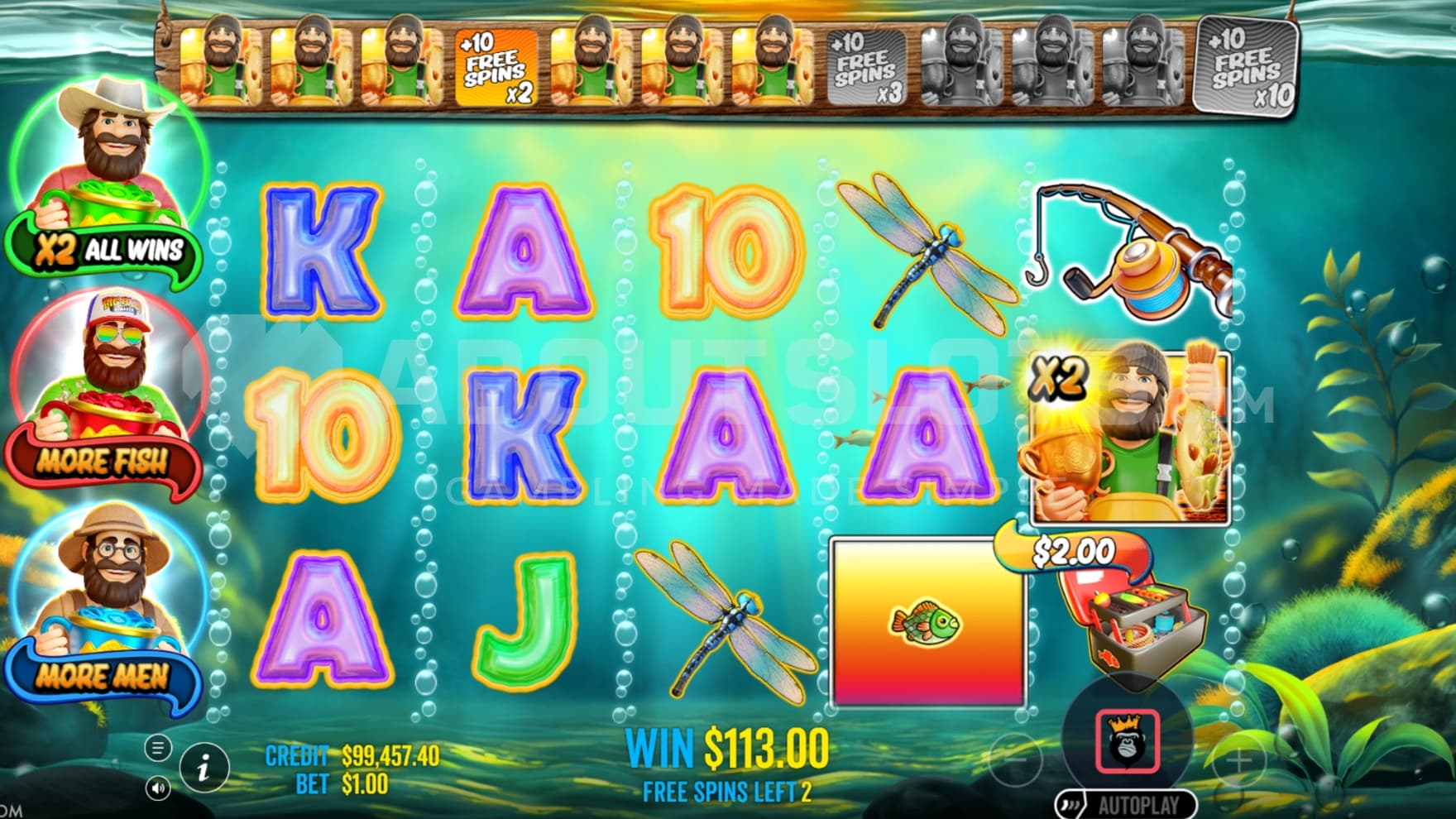 Progressive Trail above reels