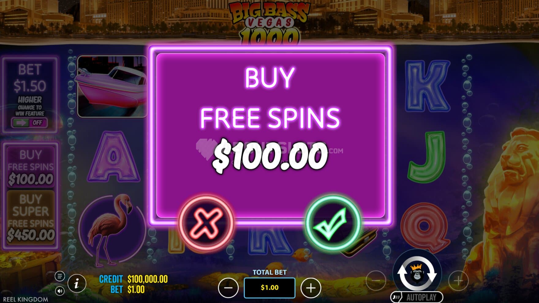 You can instantly enter a Free Spins bonus game through the Feature Buy