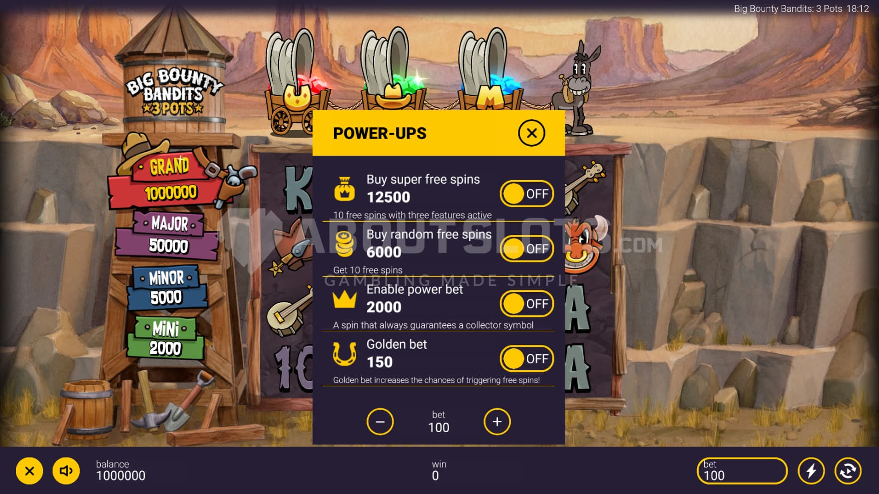 There are multiple feature buy and ante bet options to choose between to help trigger various bonuses
