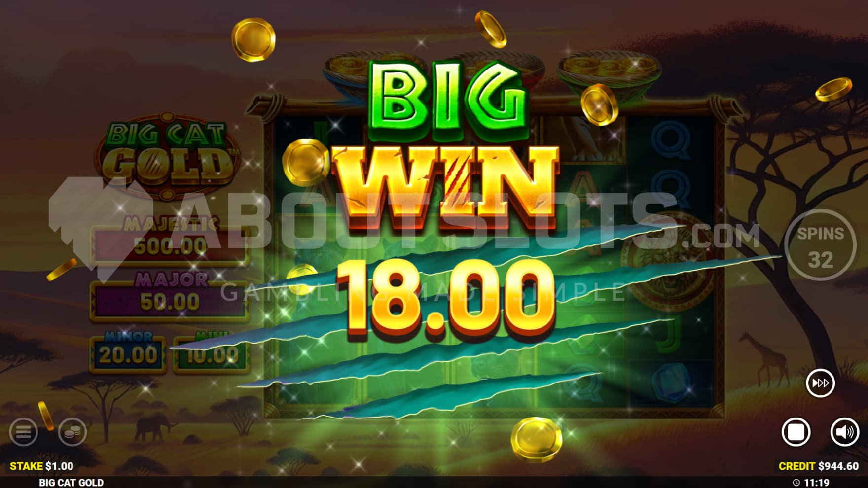 A Big Win has been hit in the base game