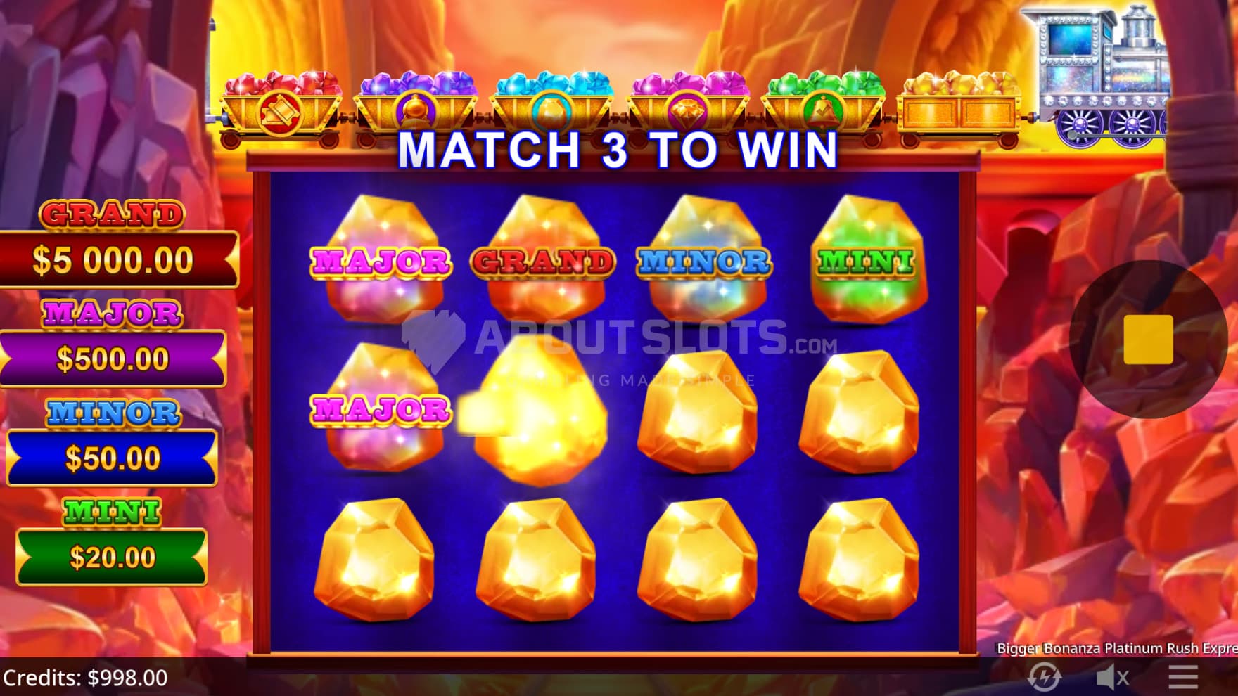 Pictured is the Jackpot Pick Bonus, with different Jackpots having been revealed