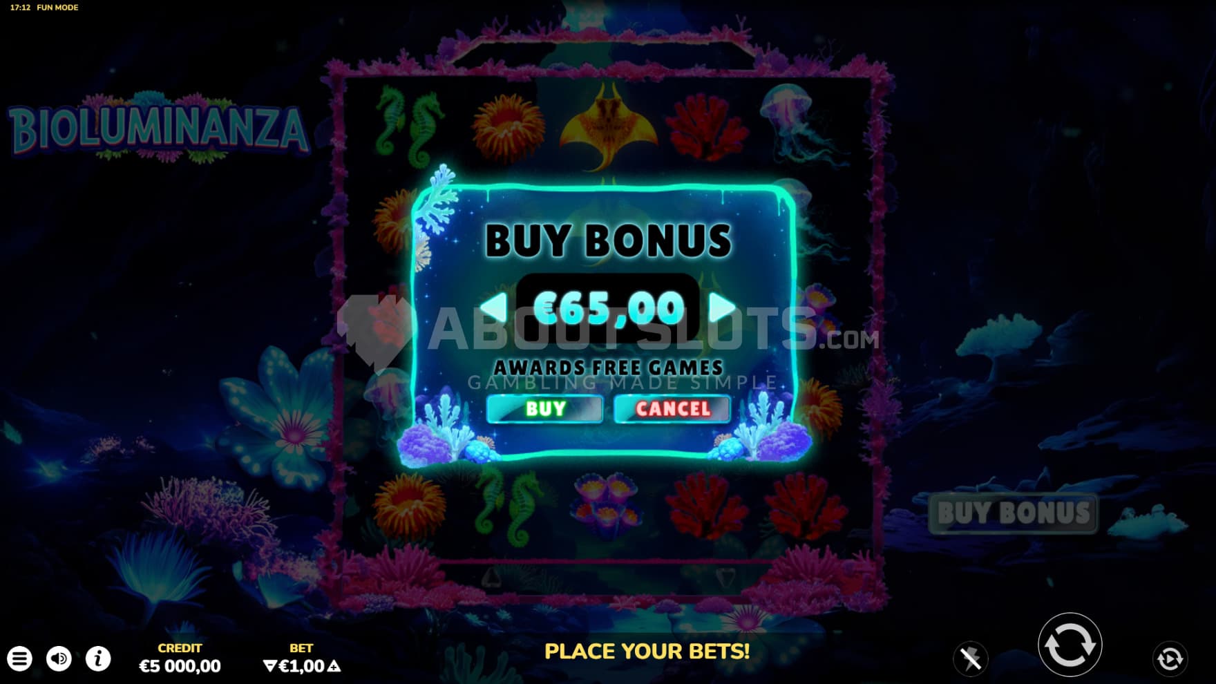 There is one Feature Buy option allowing you to instantly trigger a bonus game