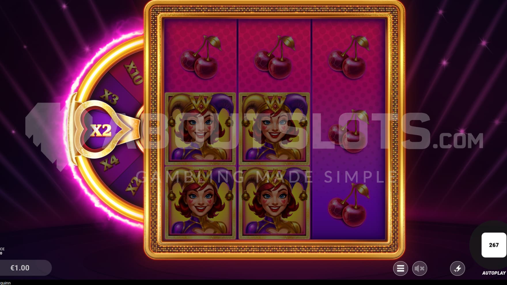 The Blazin' Wheel can be seen to the side of the playing grid, and when triggered will spin, granting you a random Multiplier