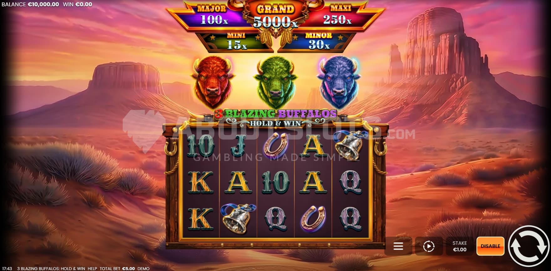 3 Blazing Buffalos above the reels