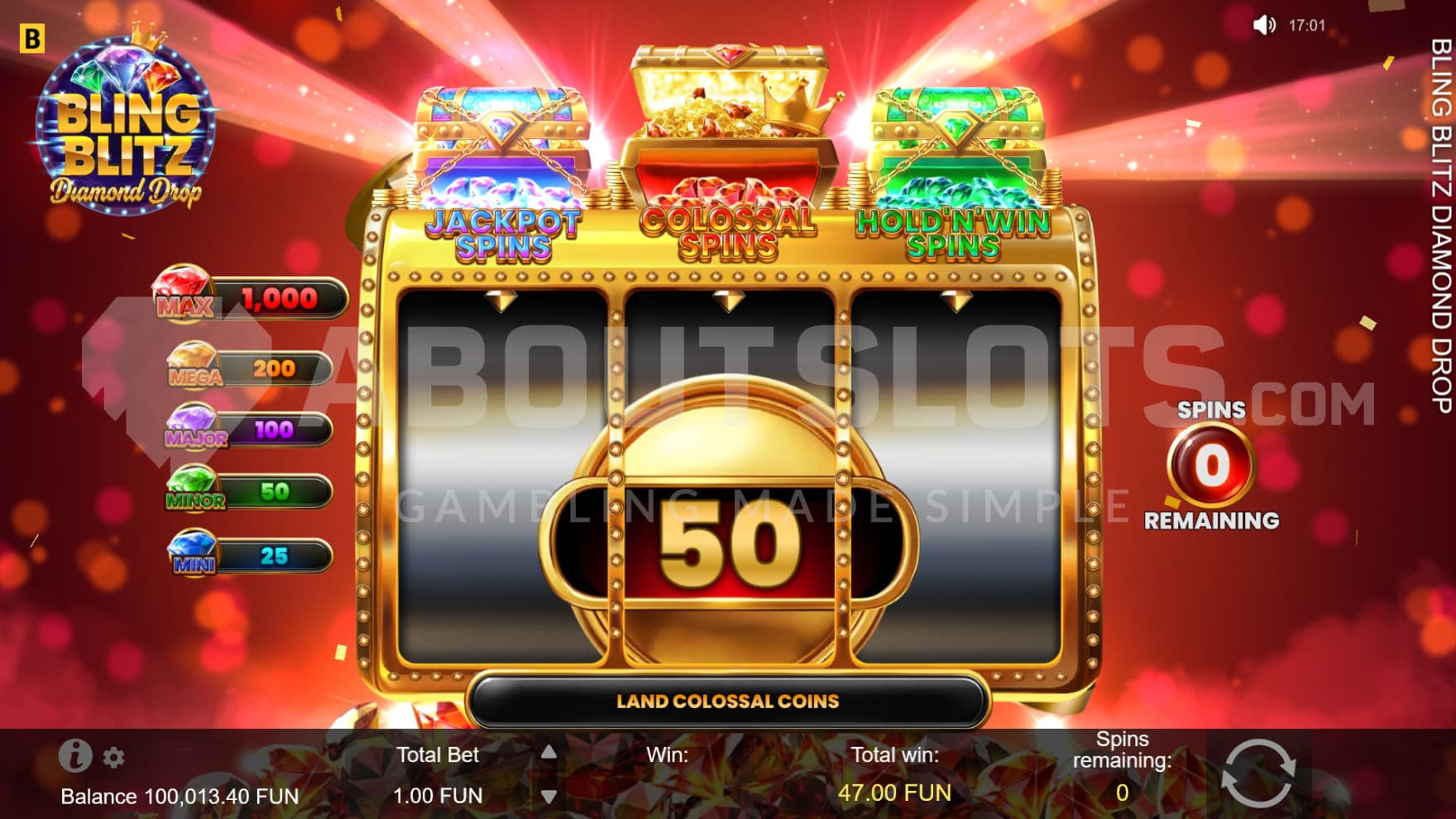 One of the bonus games come with Colossal Coins, helping create bigger wins