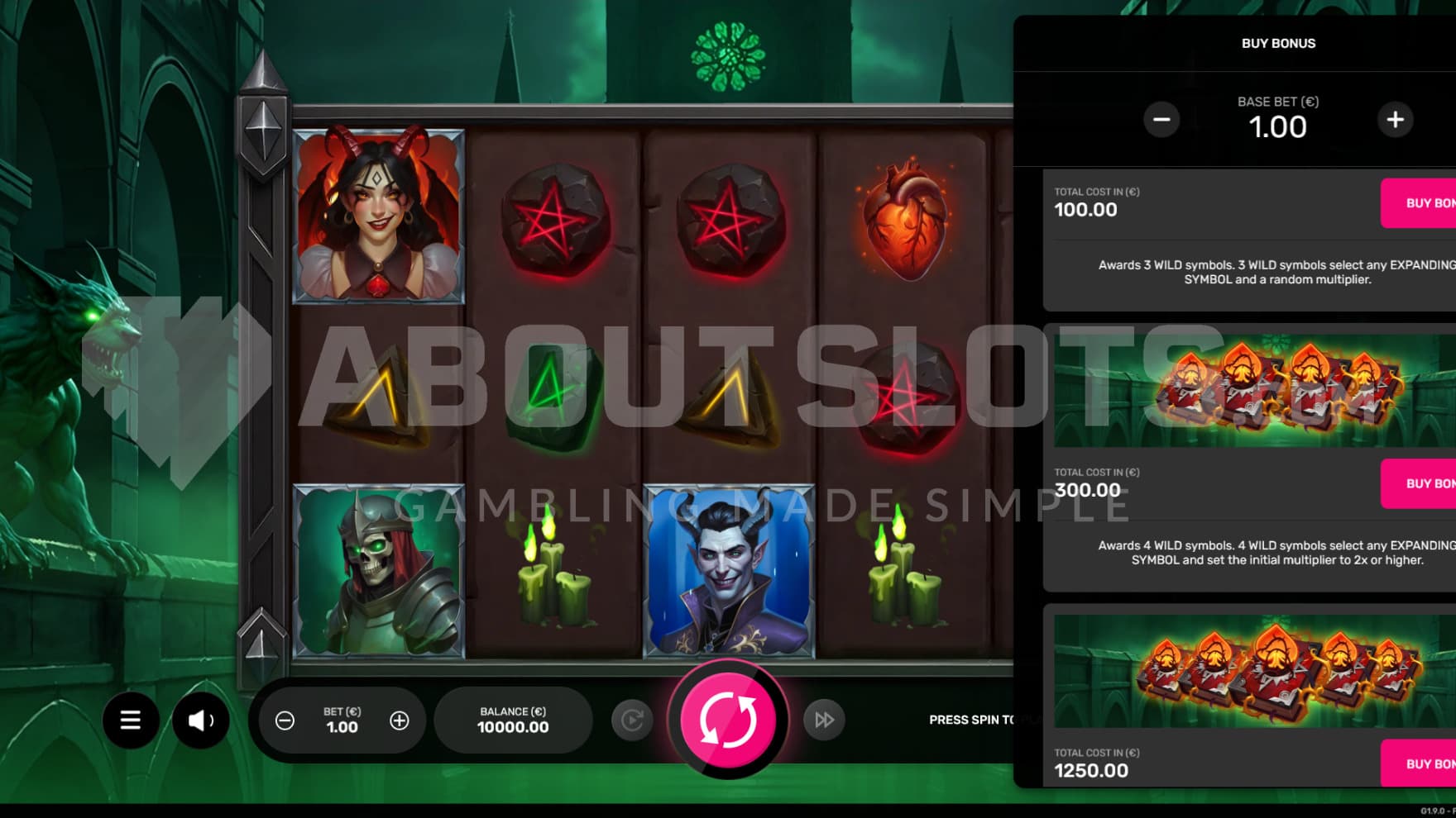 You have many ways of triggering the bonus game, such as the feature buy