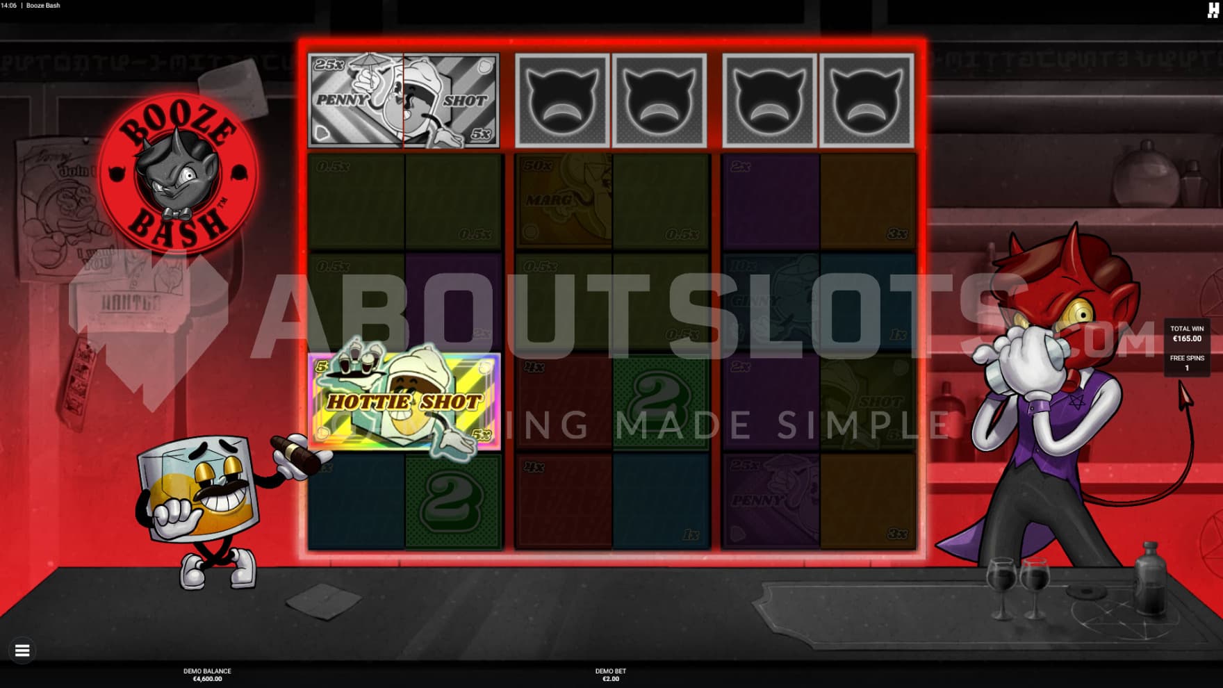 The bar turns red and the demon becomes the devil as you enter the bonus game