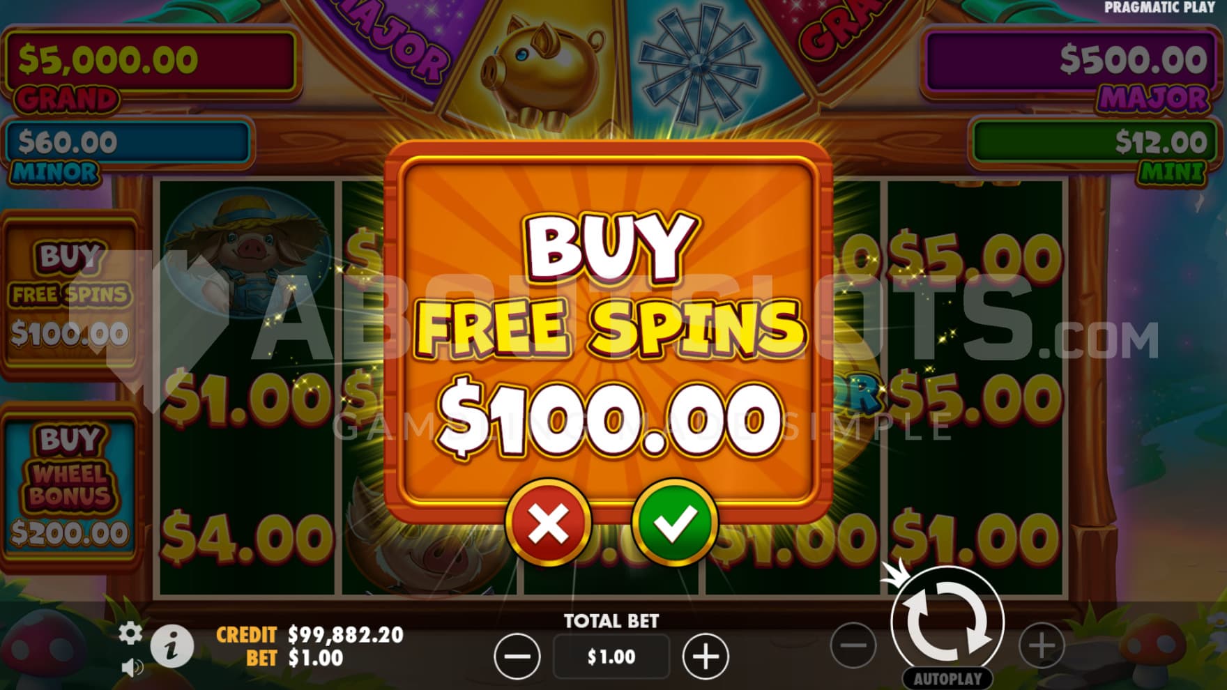 A Feature Buy sign sits infront of the reels