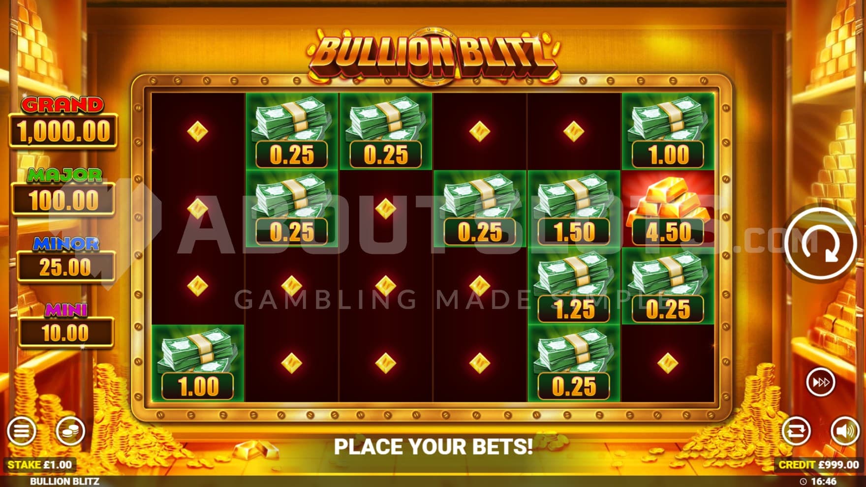 Jackpots on left side