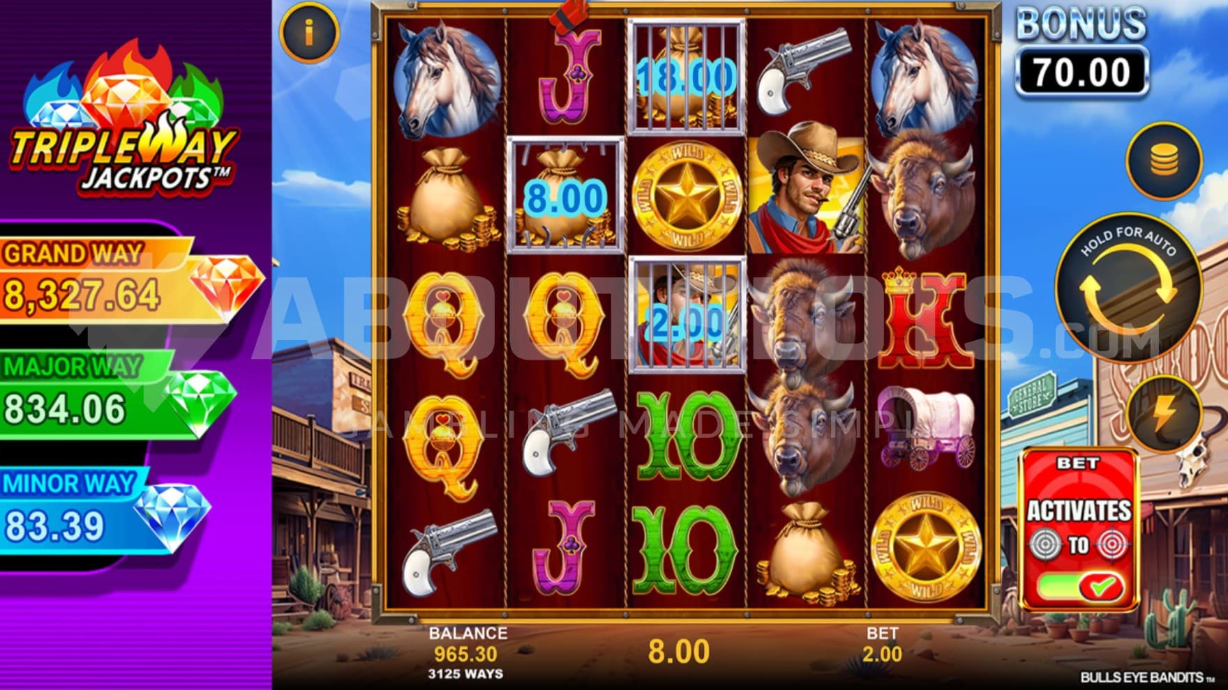 Jackpots on left side