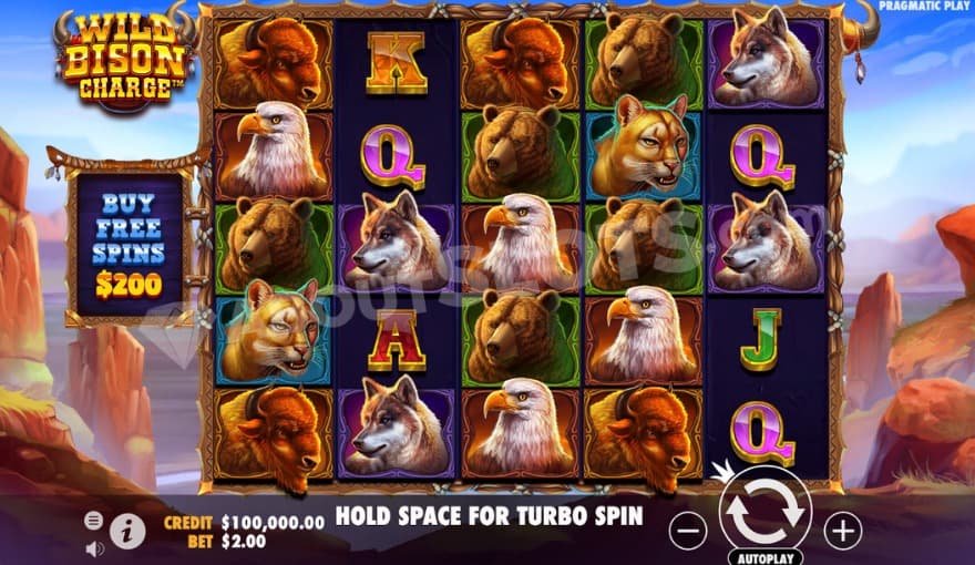 Base game with a bunch of different animals landed as paying symbols.