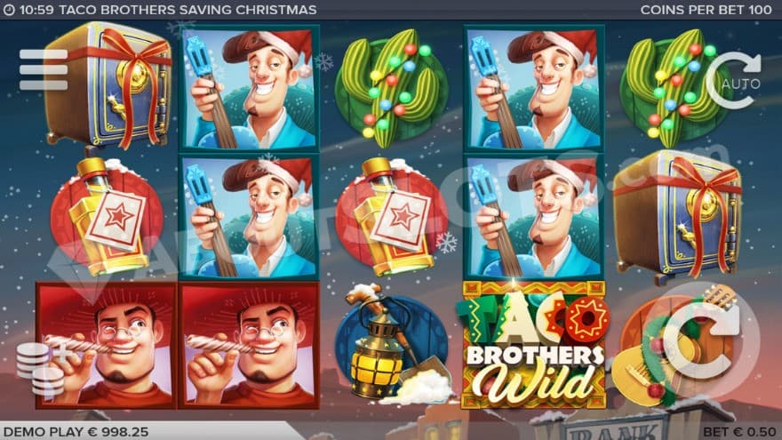 Base game with Christmas ornaments on the symbols.