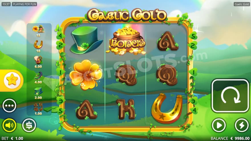 Bonus game where a rainbow can be seen in the background.