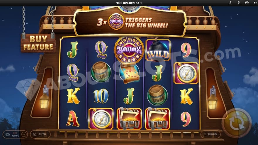 Base game with a giant ship surrounding the reels.