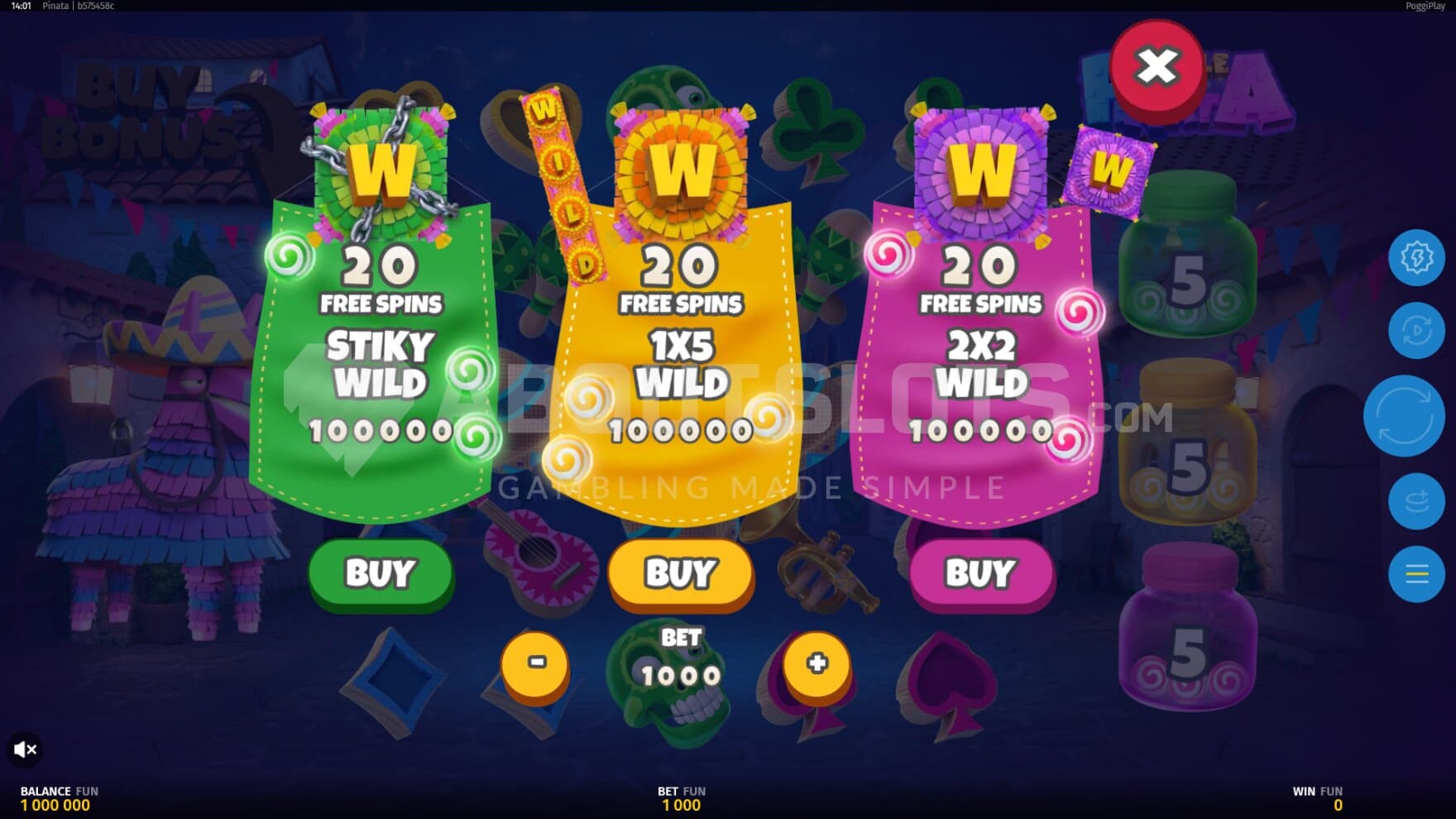 One feature buy option for each Wild Jar Bonus