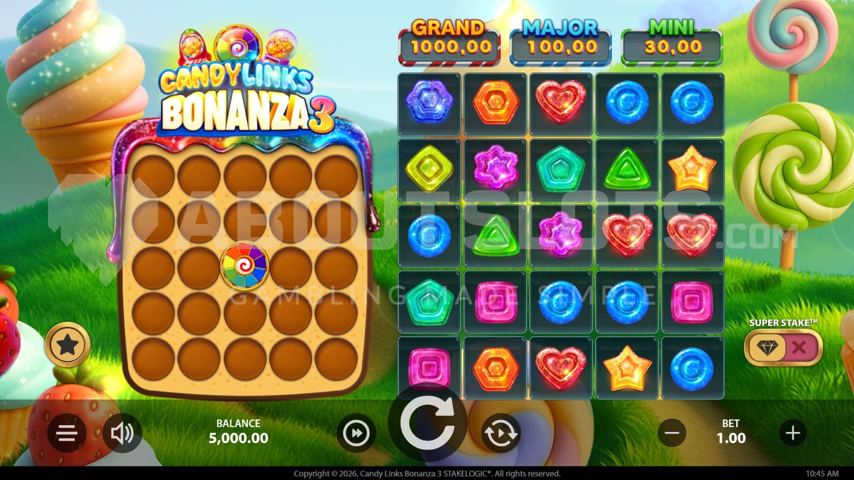 When you start the game, you'll find the Hurricane Panel next to the playing grid