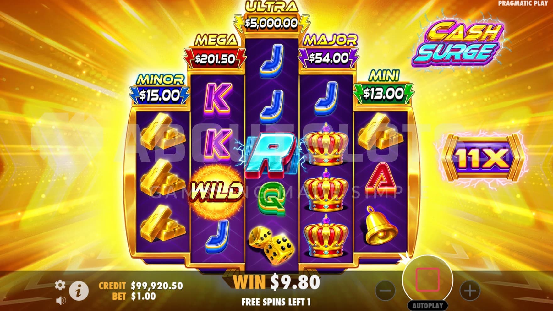 The world turns golden during the Free Spins bonus game