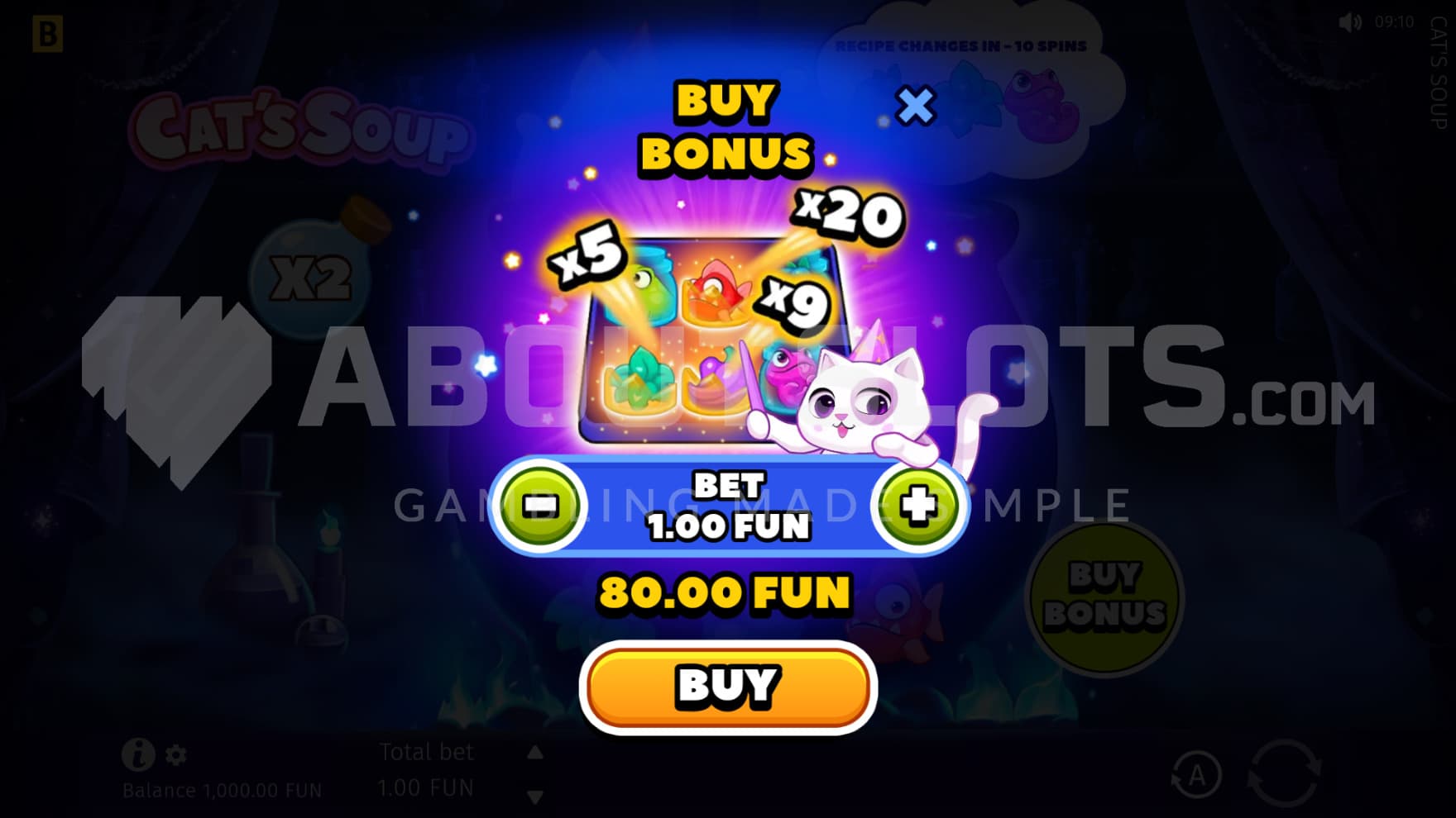 A feature buy option shows up infront of the playing grid