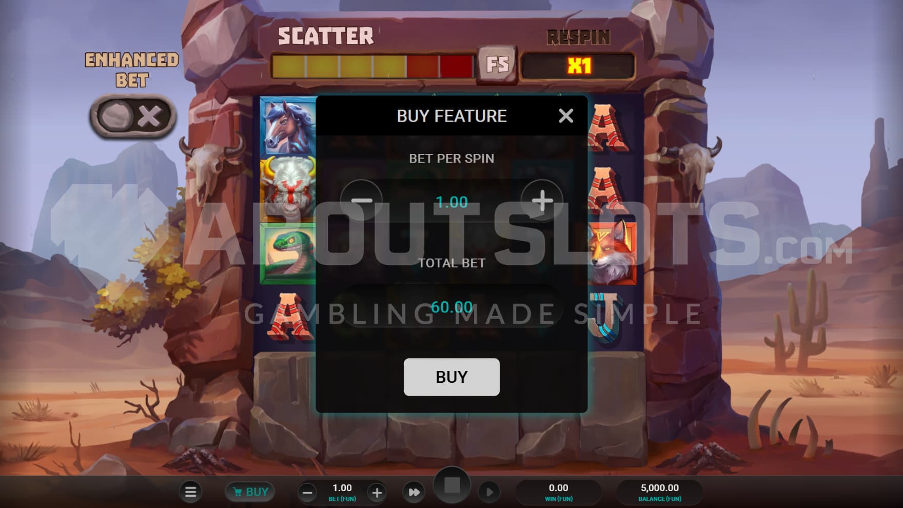 Through the Feature Buy you can instantly trigger the Free Spins bonus game