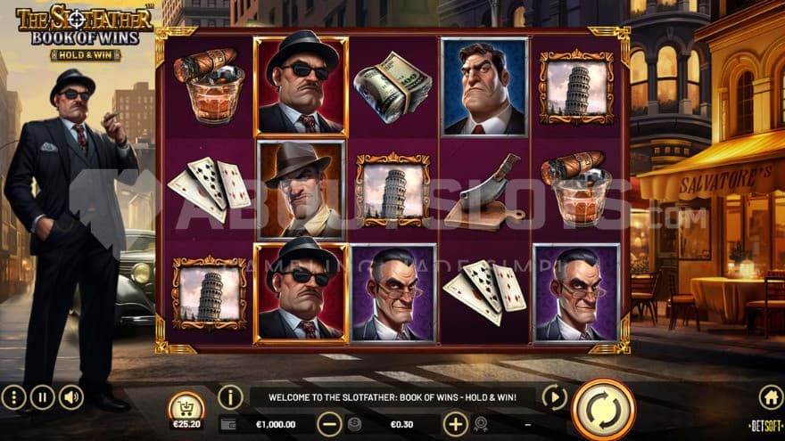 Base game with a kingpin on the left of the reels.