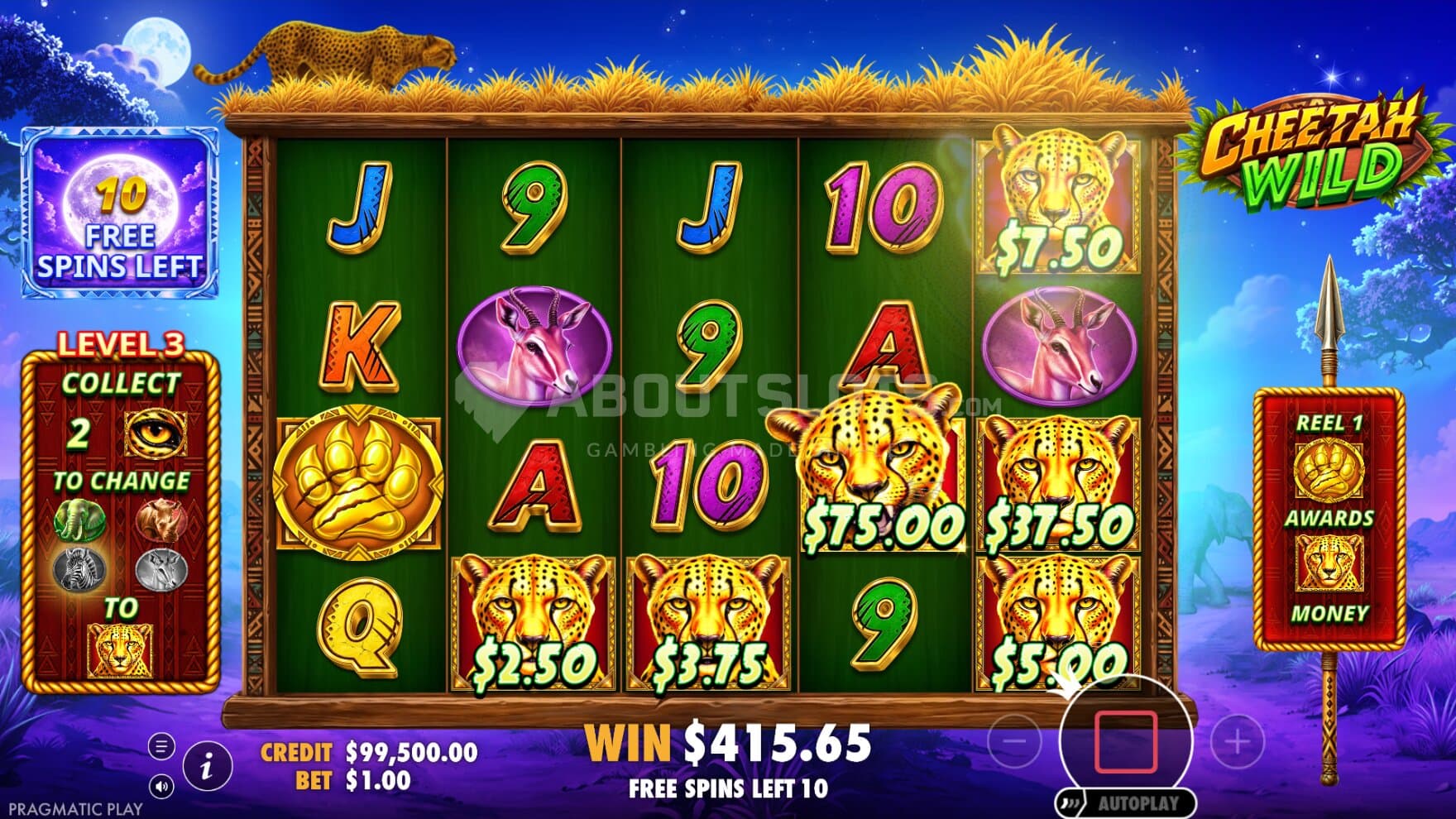 The bonus game brings with it even more Money Symbols after leveling up
