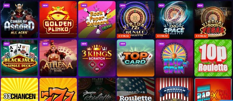 Some of the table games that are available at JohnVegas Casino are shown.