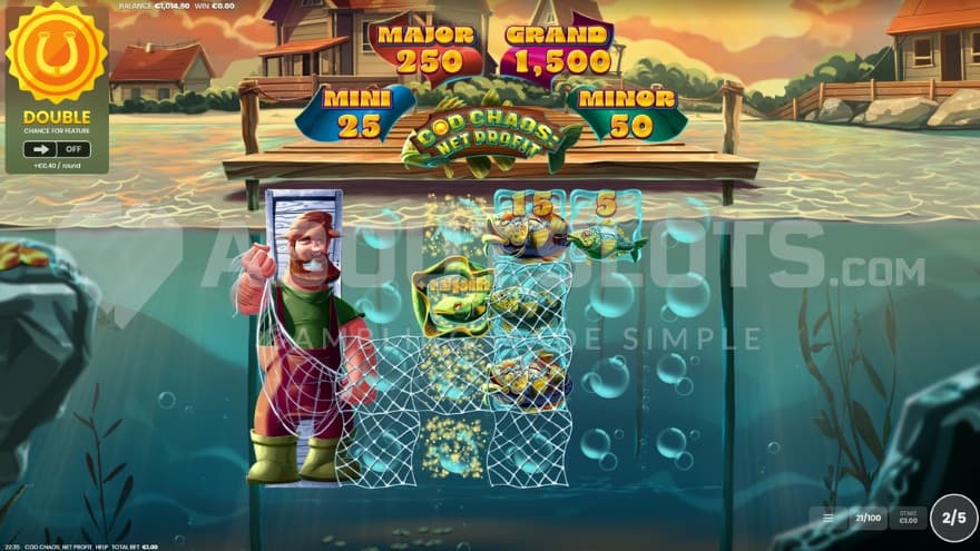 Wild Fisherman catches Fish Cash Symbols