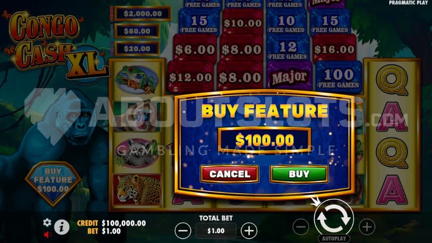 Bonus buy feature with one option to choose from.