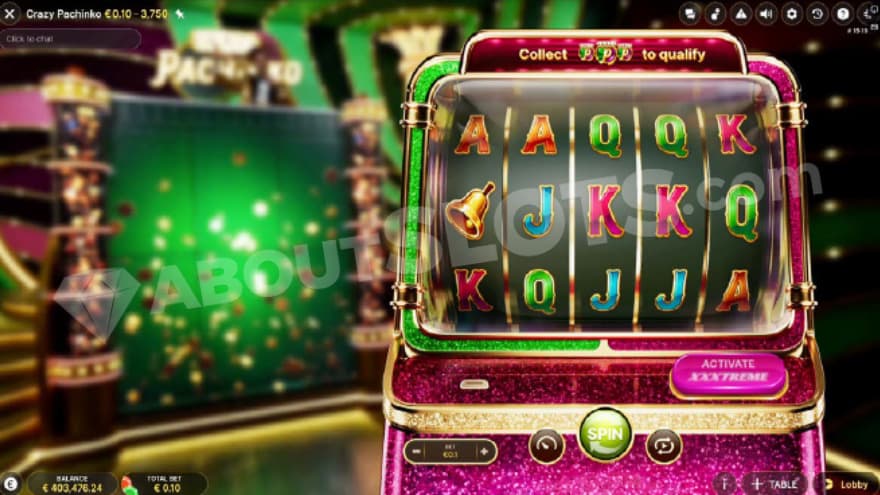 Base game being active with a mini slot machine present on the right side of the screen.